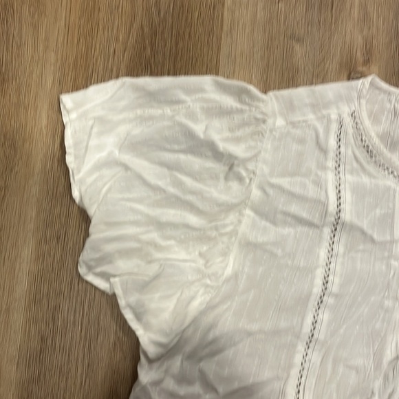 Gorgeous 100% Rayon Flowy Short Sleeve White Peasant Boho Blouse XL - Picture 3 of 5